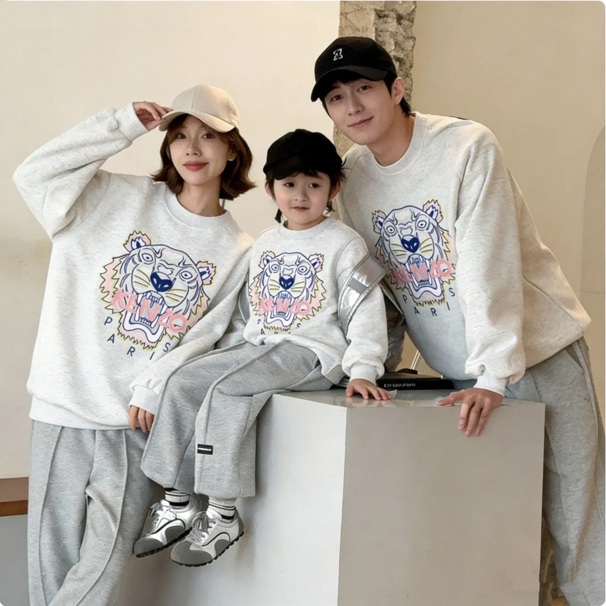 【90-160cm+親サイズ】デイリーにぴったり よく売れる カジュアル 虎柄 親子ペア トレーナー