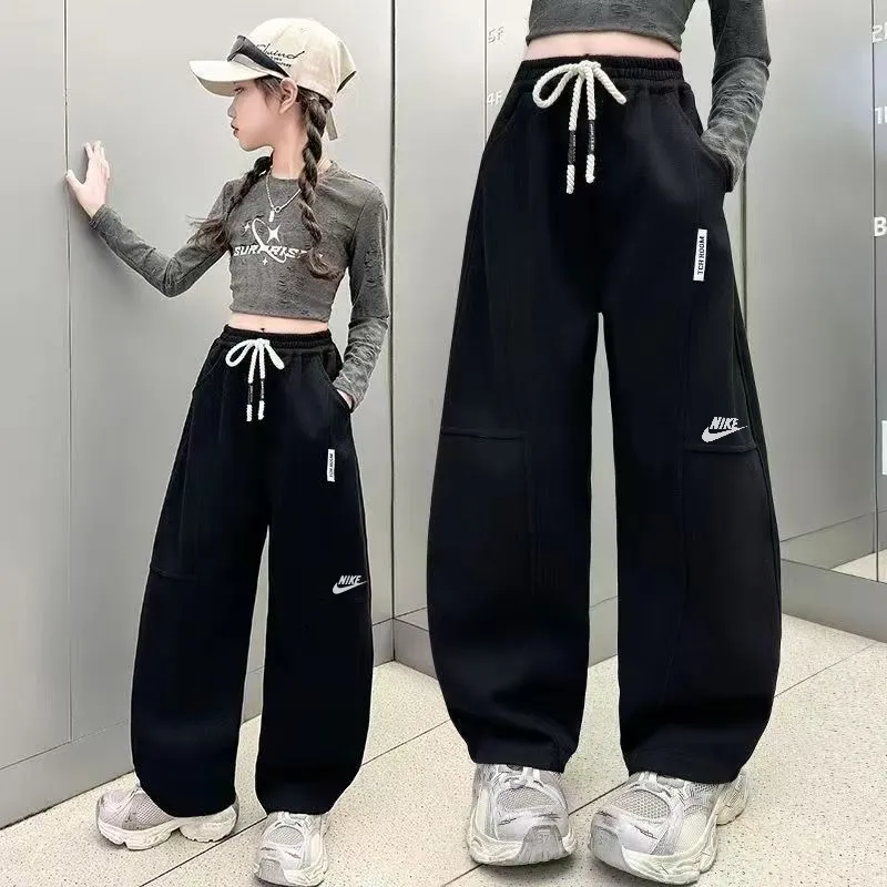 【120-170cm】売り切れ必至 大活躍 カジュアル 合わせやすい 女の子 裏起毛 パンツ