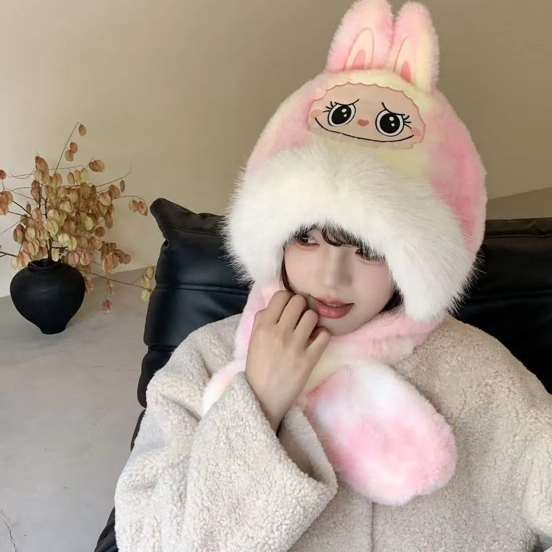 今季大注目 可愛さ満点 トレンド感たっぷり 多色選べる 柔らかい素材 キュート 帽子＋スカーフ 二点セット