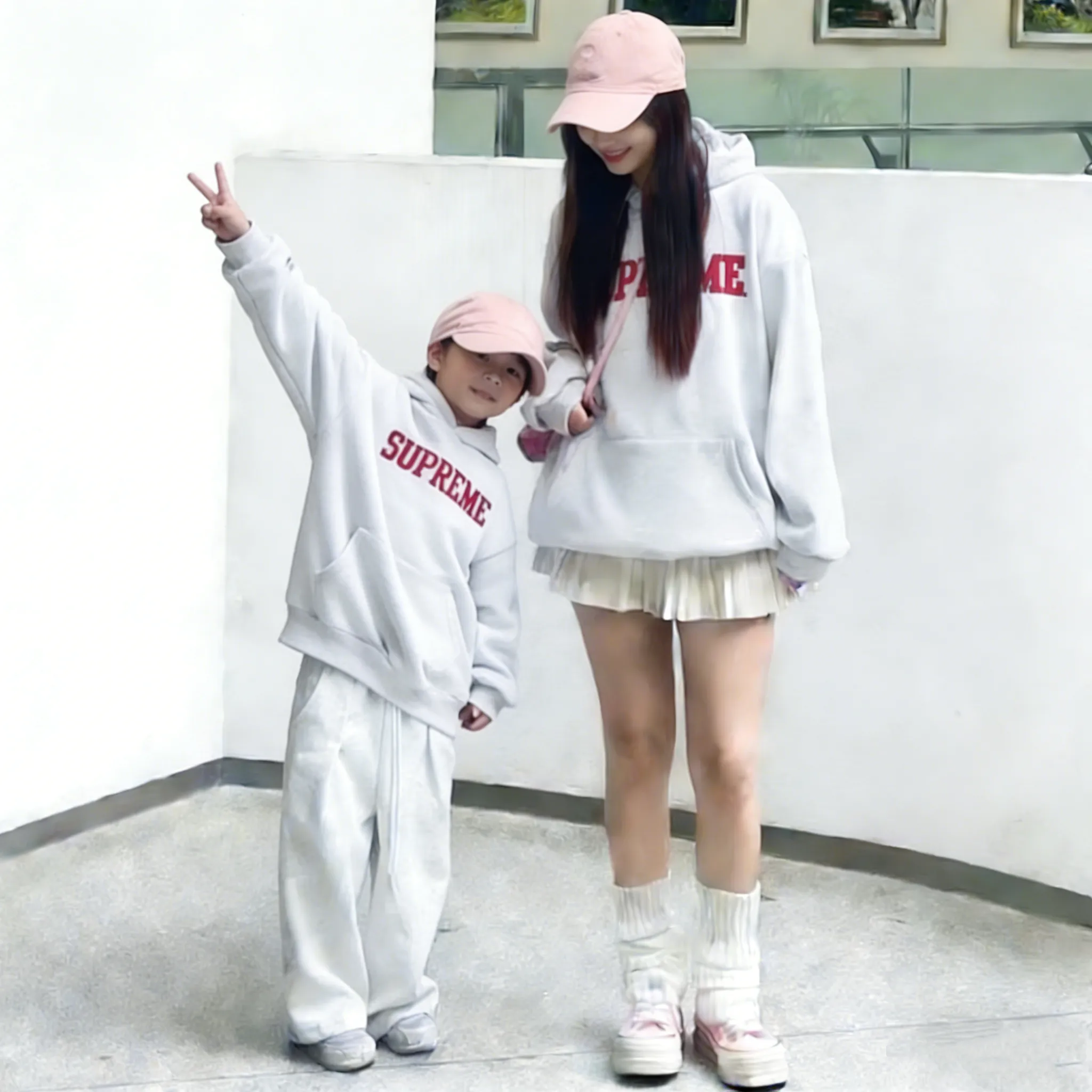 【90-160cm+親サイズ】好感度100％  おしゃれ感アップ カジュアル 親子ペア フード付き パーカー