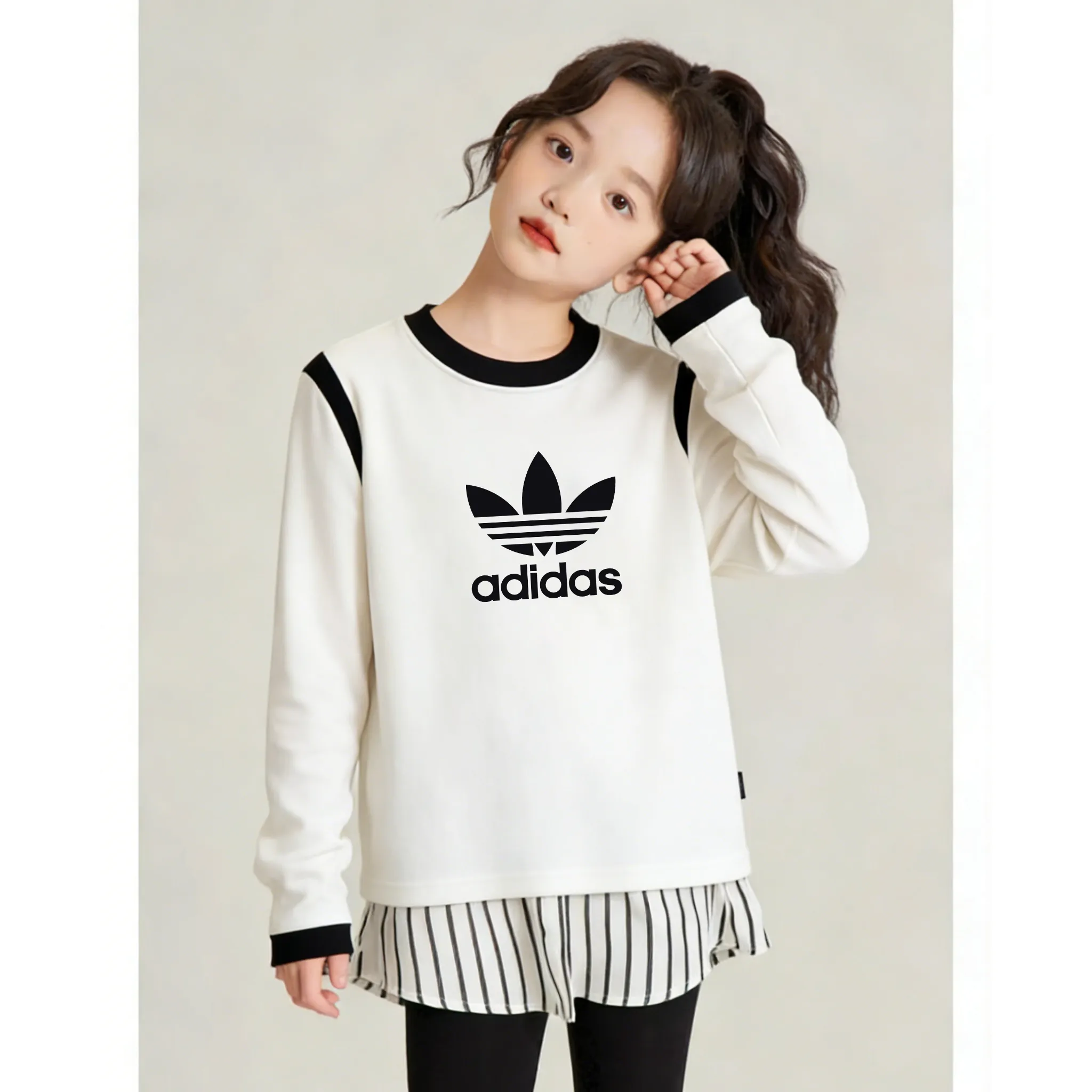 【120-170cm】絶対欲しい おしゃれ見え ふんわりやわらか 配色 女の子 トップス