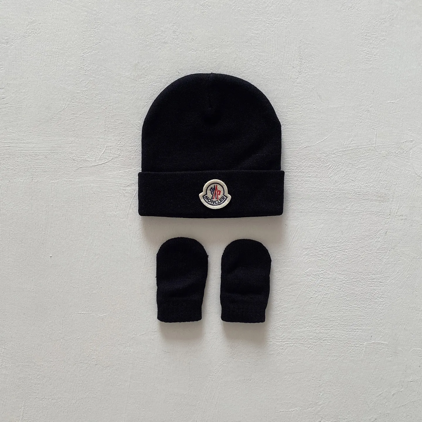 好感度UP キャンディカラー 柔らかい素材 ベビー ニット帽＆ミトンセット