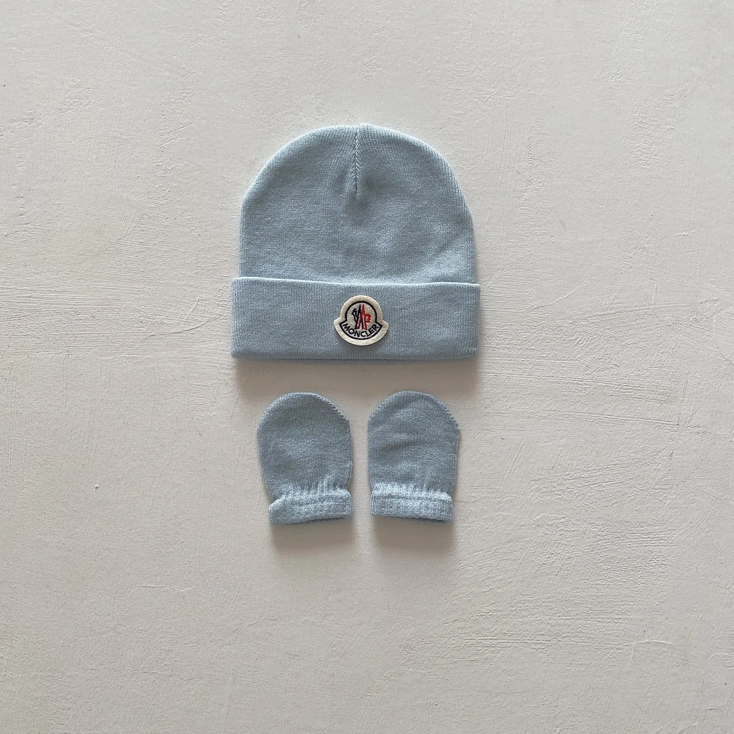 好感度UP キャンディカラー 柔らかい素材 ベビー ニット帽＆ミトンセット