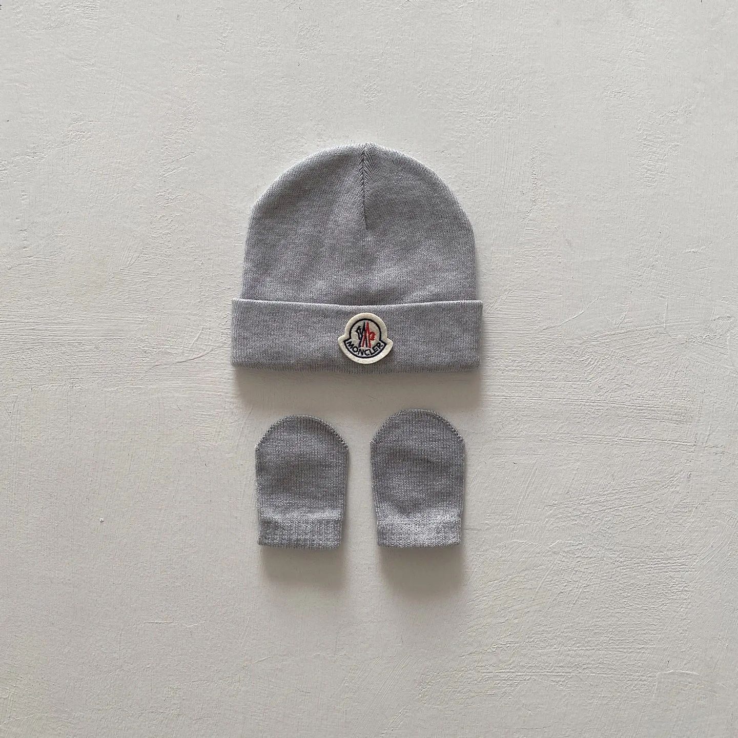 好感度UP キャンディカラー 柔らかい素材 ベビー ニット帽＆ミトンセット