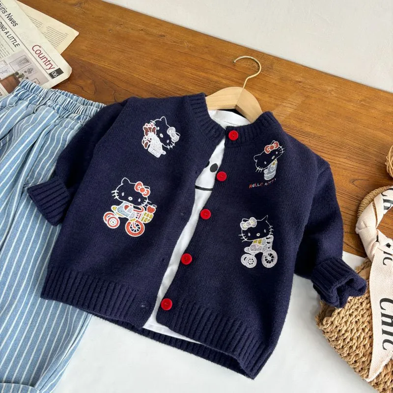 【100-150cm】楽しく着られる 優しい印象 今季大注目 カジュアル 二色選べる ニット素材 アウター