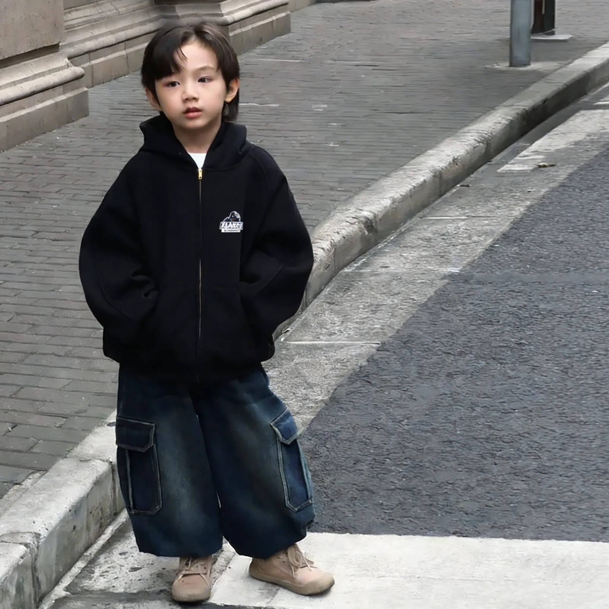 【110-170cm】楽しく着られる おしゃれ見え 可愛く決まる カジュアル 合わせやすい 男の子 ジップパーカー