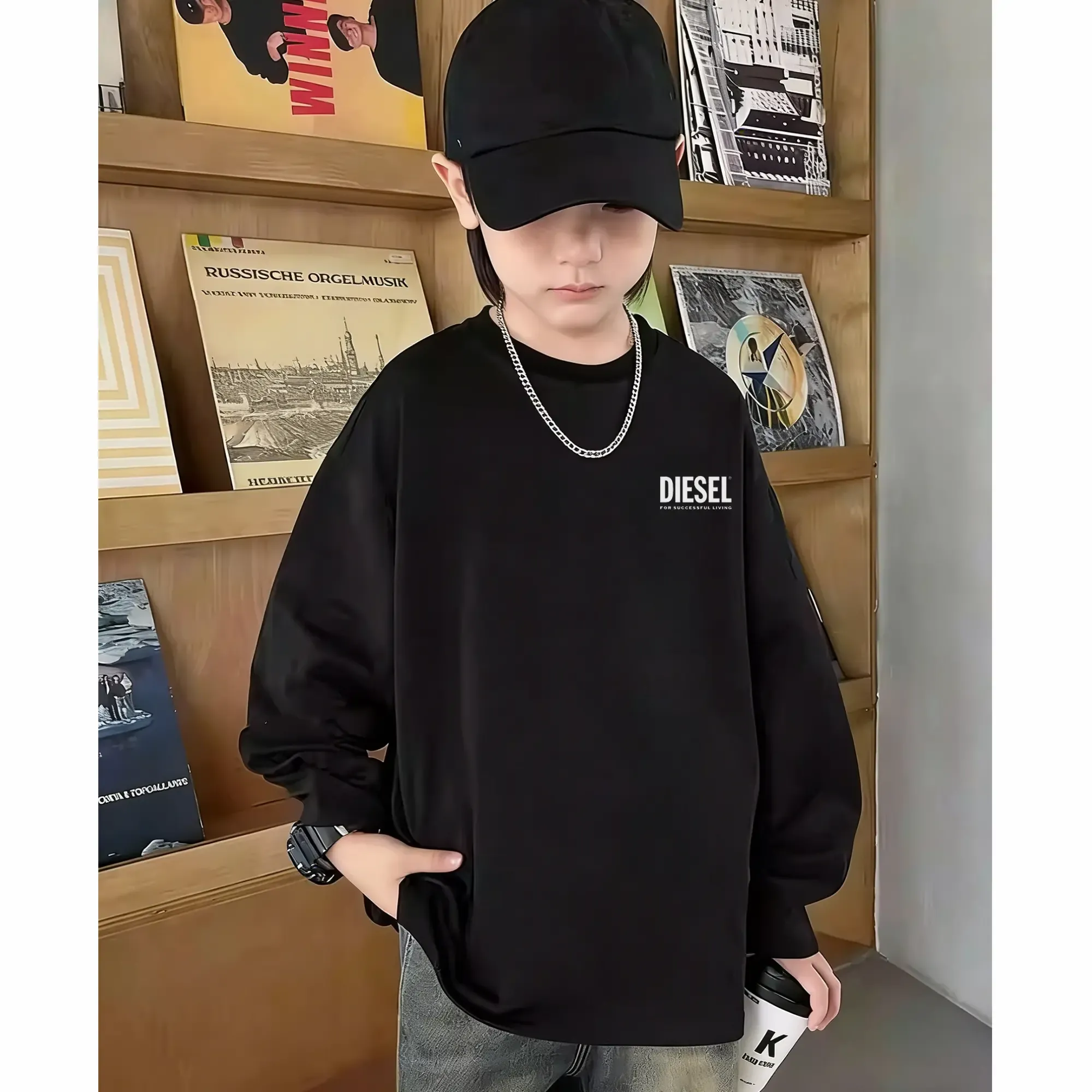 【90-160cm】動きやすいデザイン にこにこキッズ 着回し力抜群 カジュアル 合わせやすい 男の子 長袖 Tシャツ