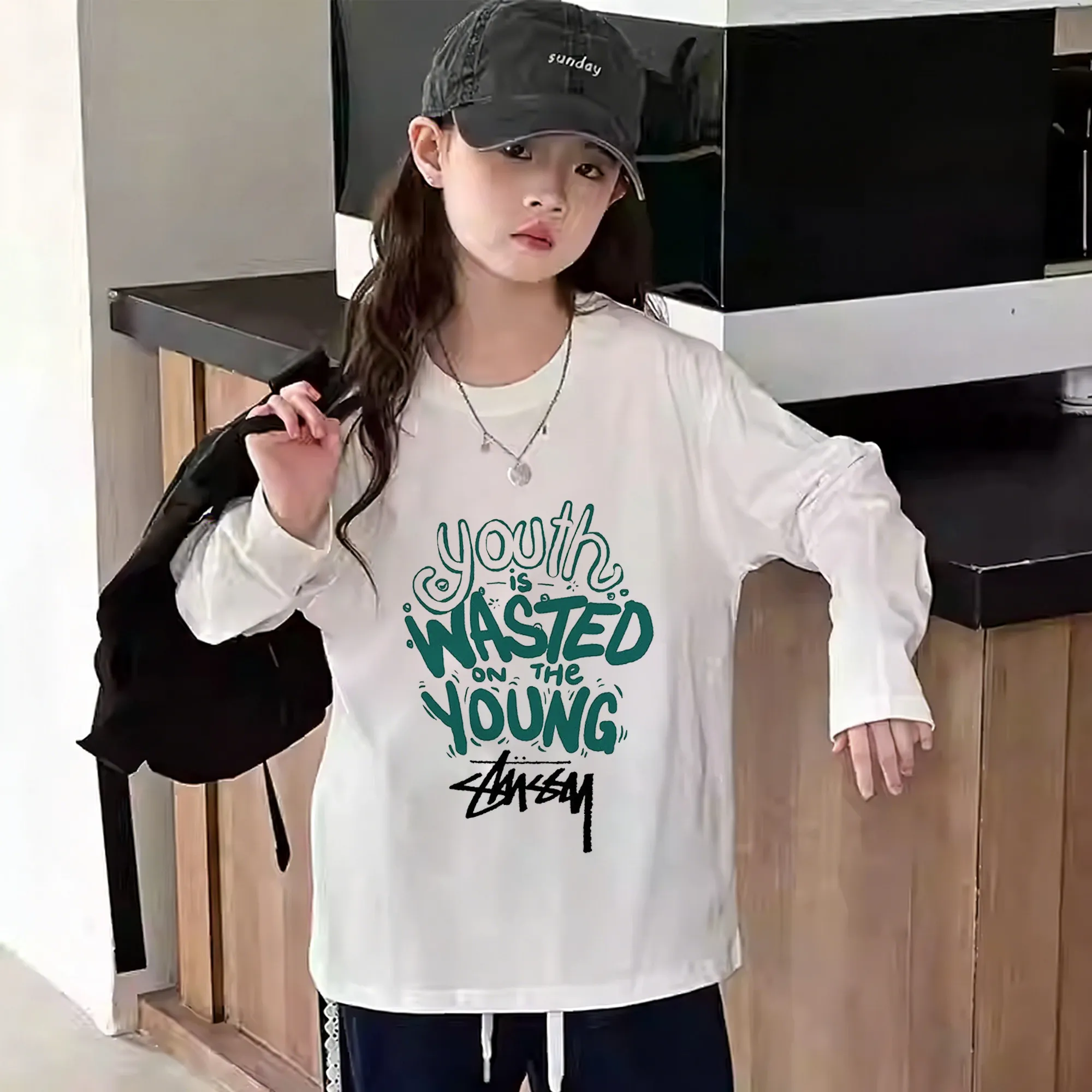 【90-160cm】軽やかな着心地 肌にやさしい素材 コーデ主役 カジュアル 着せやすい 女の子 長袖 Tシャツ