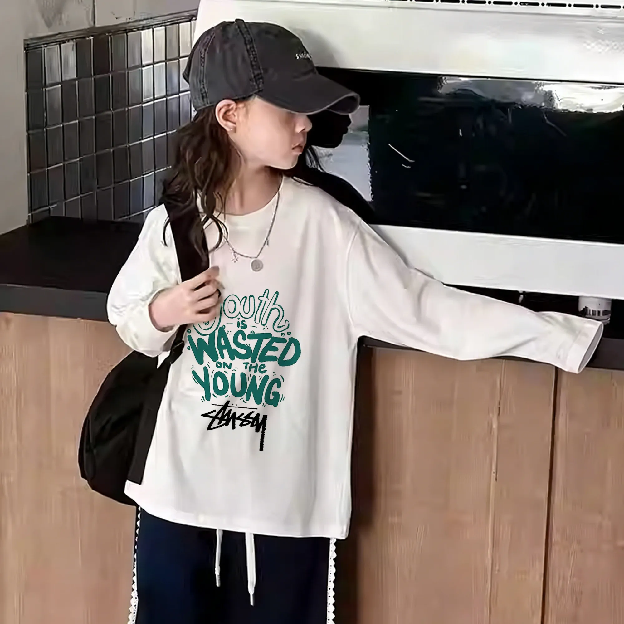 【90-160cm】軽やかな着心地 肌にやさしい素材 コーデ主役 カジュアル 着せやすい 女の子 長袖 Tシャツ