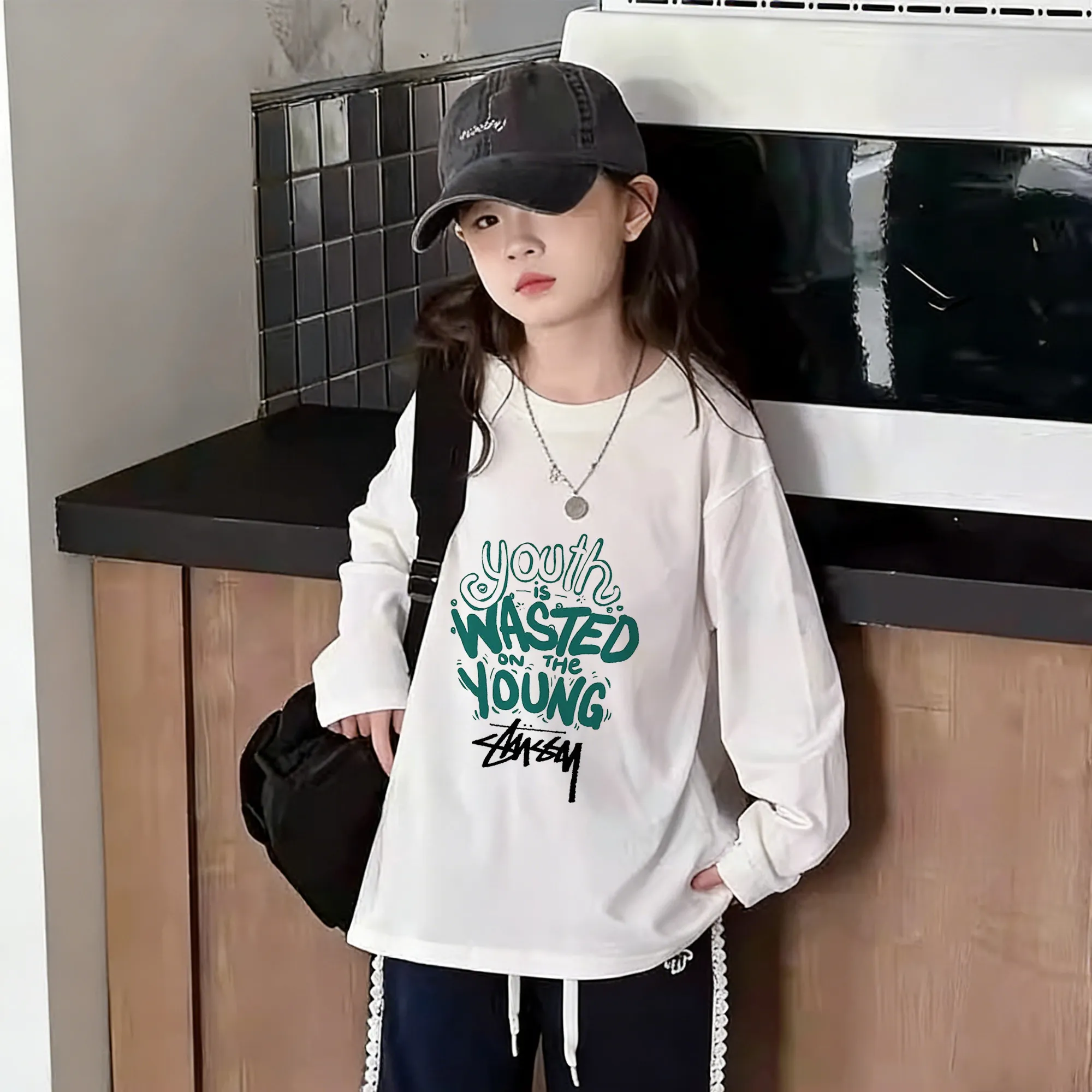 【90-160cm】軽やかな着心地 肌にやさしい素材 コーデ主役 カジュアル 着せやすい 女の子 長袖 Tシャツ