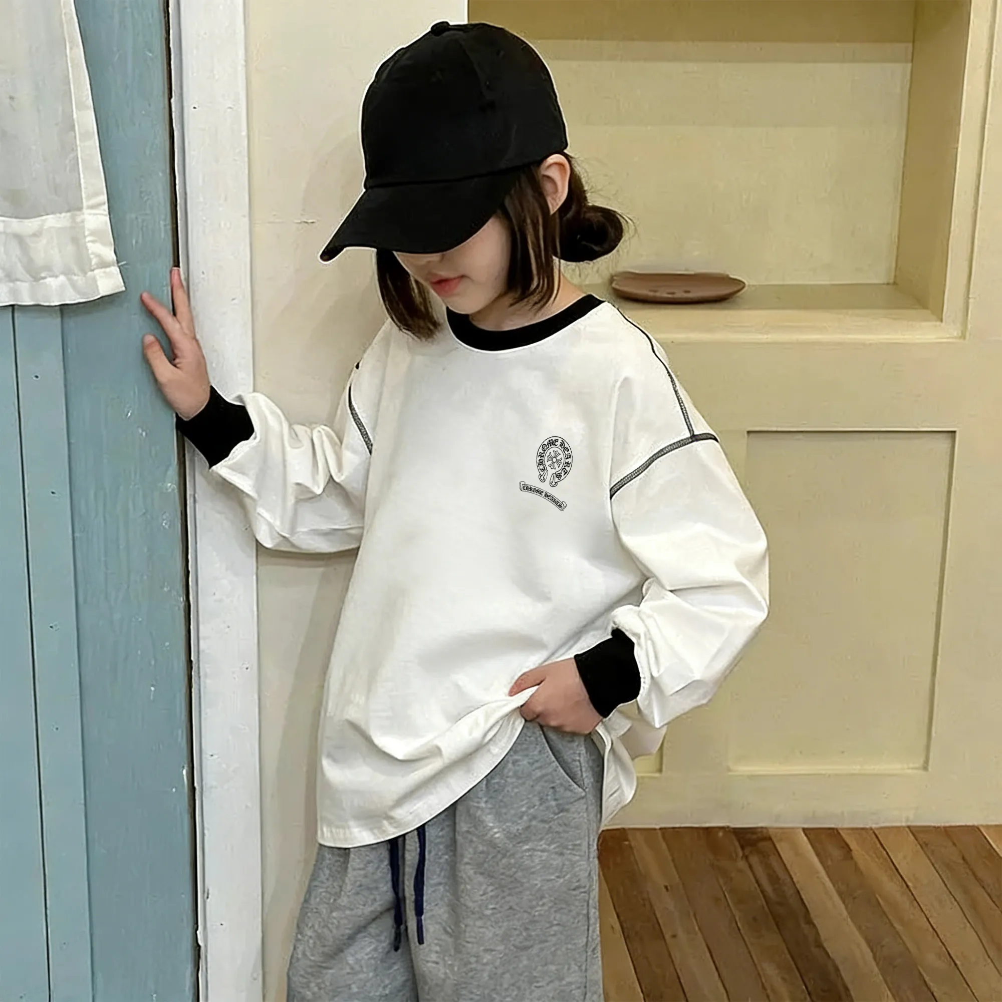 【110-170cm】存在感アップ トレンド感たっぷり おしゃれ カジュアル 女の子 長袖 Ｔシャツ