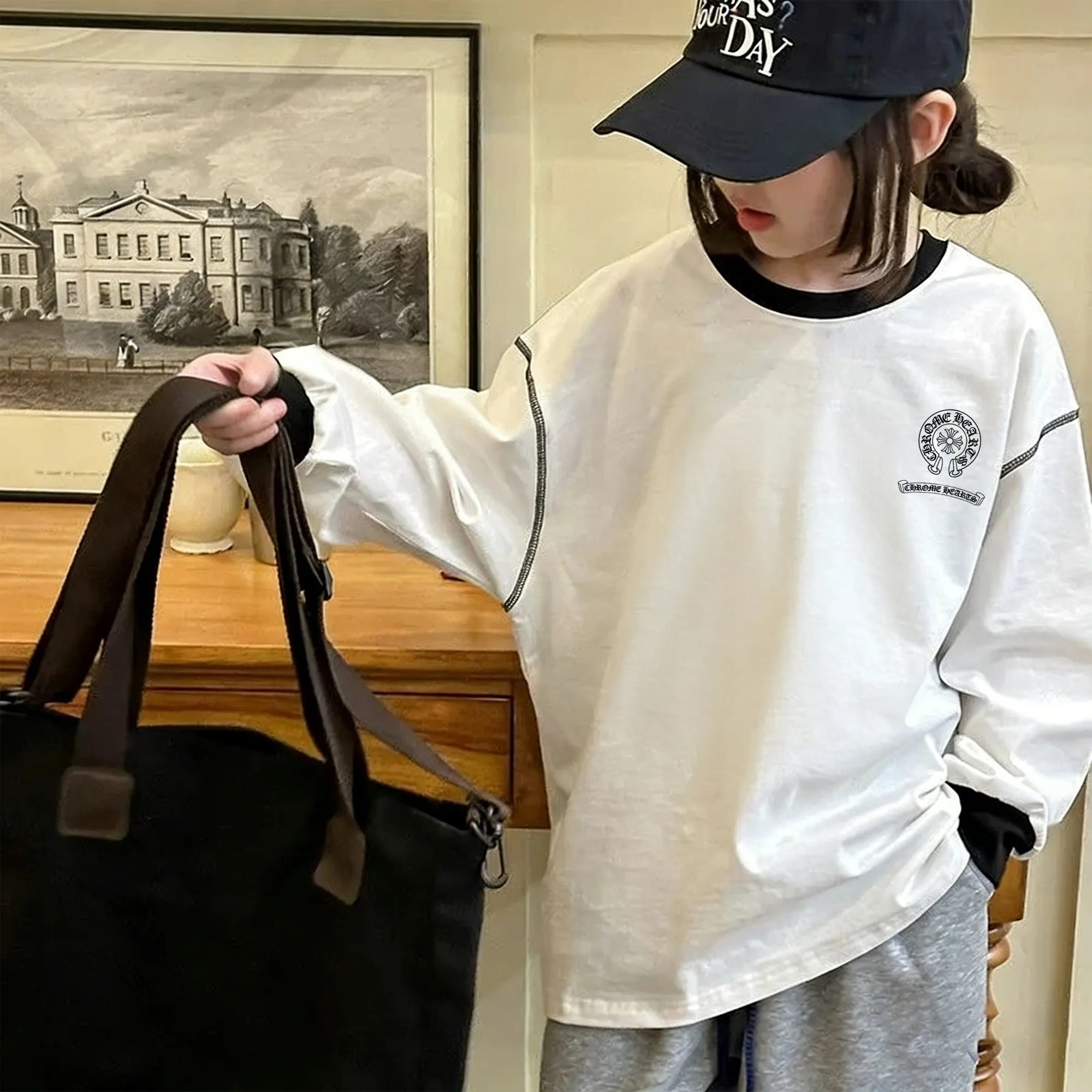 【110-170cm】存在感アップ トレンド感たっぷり おしゃれ カジュアル 女の子 長袖 Ｔシャツ