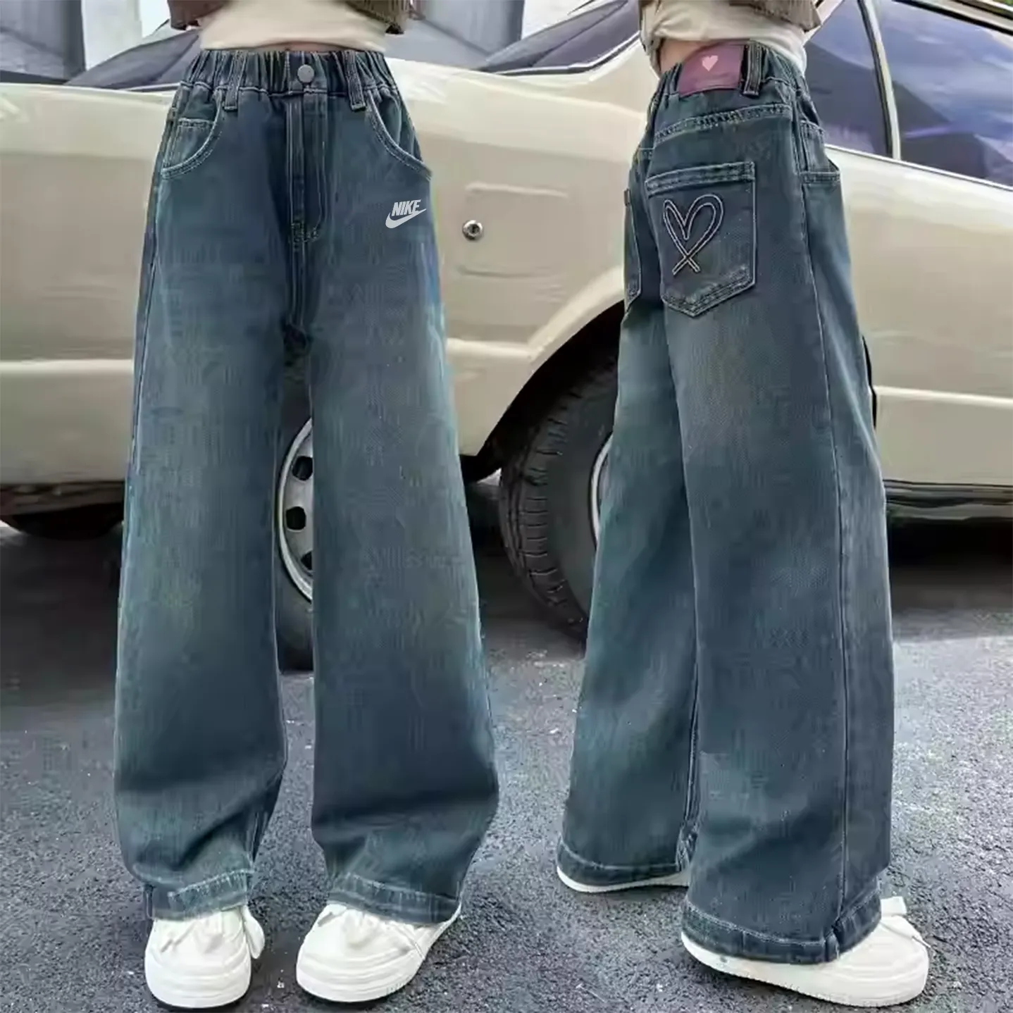 【120-170cm】SNS映えコーデに 人気上昇中 カジュアル 動きやすさ抜群 女の子 デニムパンツ