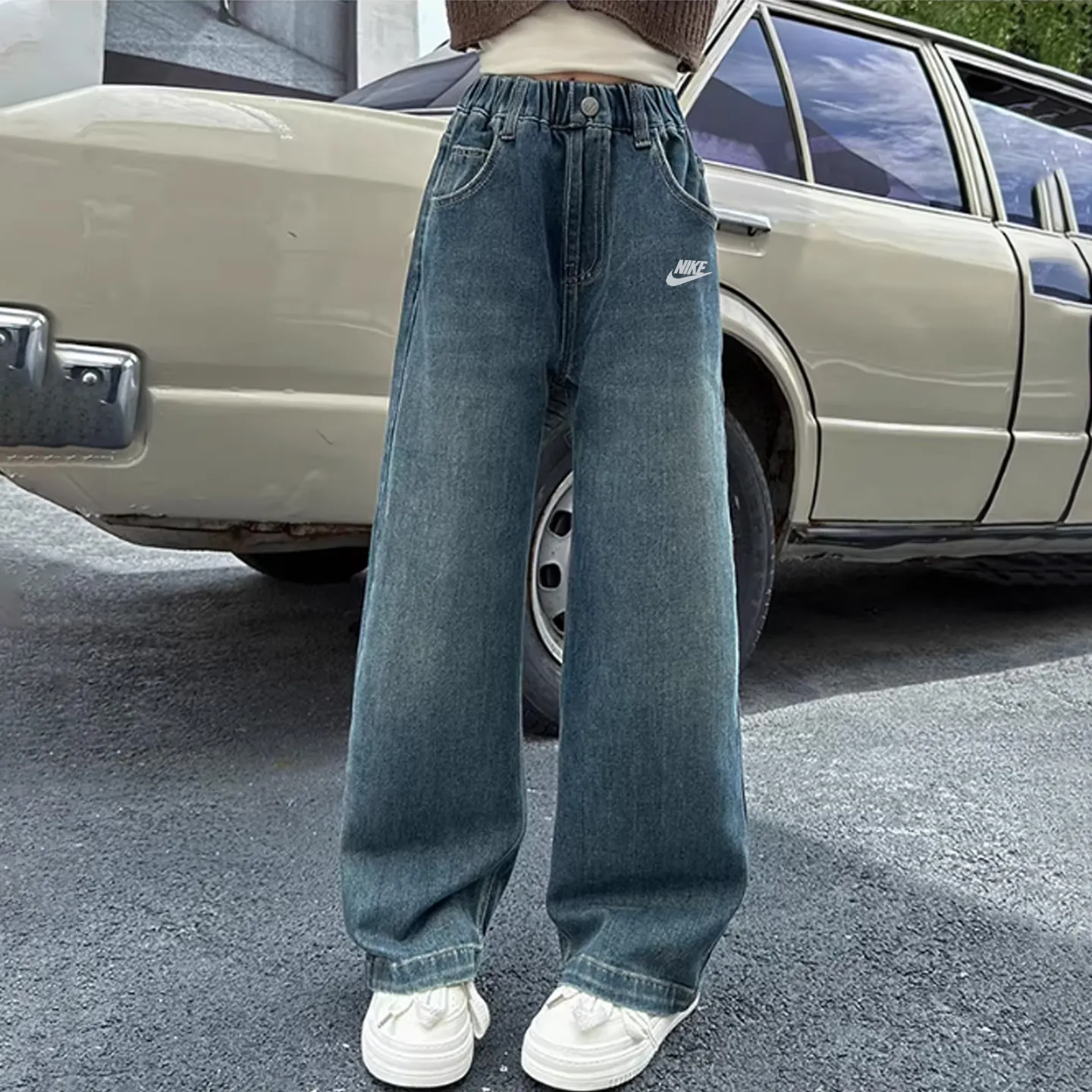 【120-170cm】SNS映えコーデに 人気上昇中 カジュアル 動きやすさ抜群 女の子 デニムパンツ