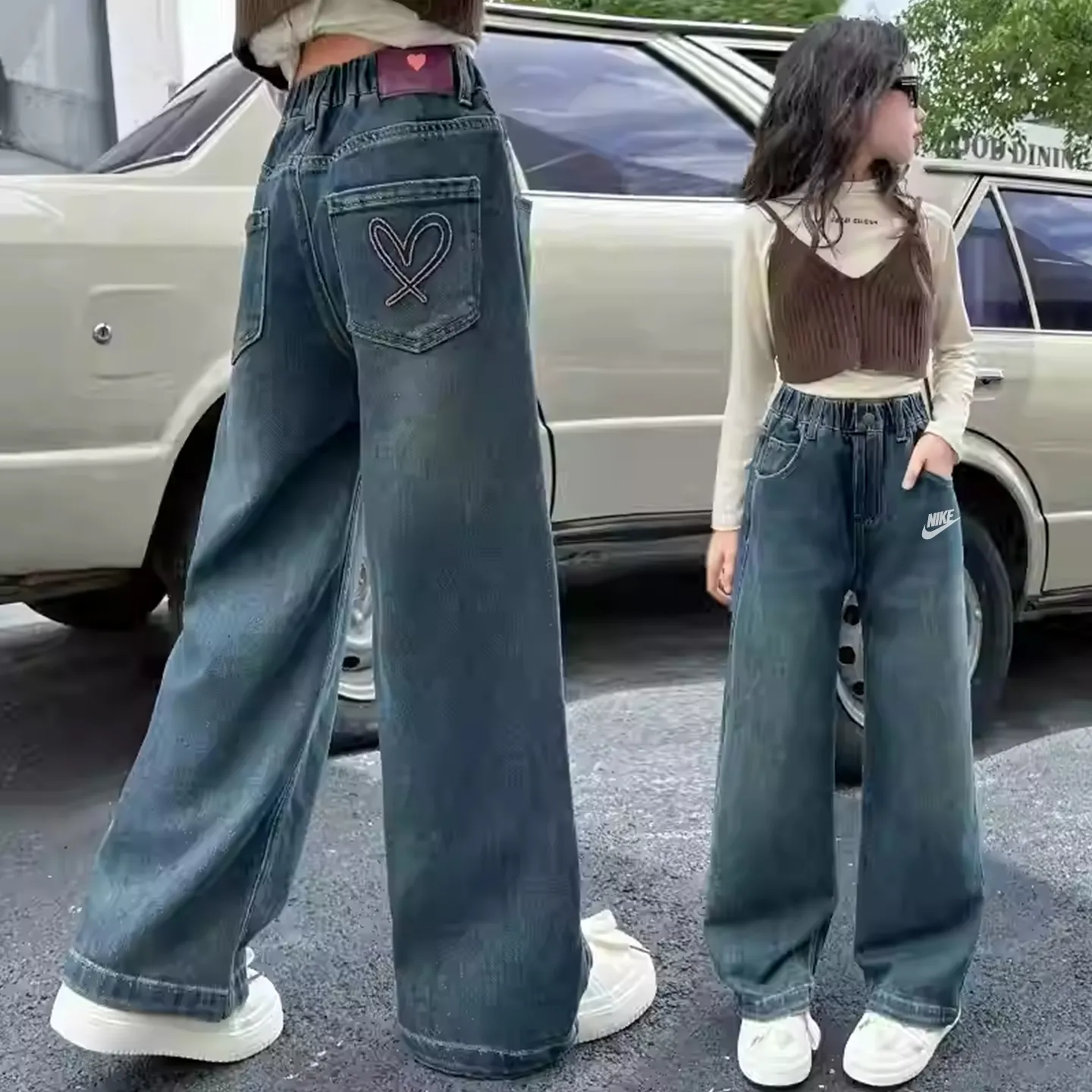 【120-170cm】SNS映えコーデに 人気上昇中 カジュアル 動きやすさ抜群 女の子 デニムパンツ