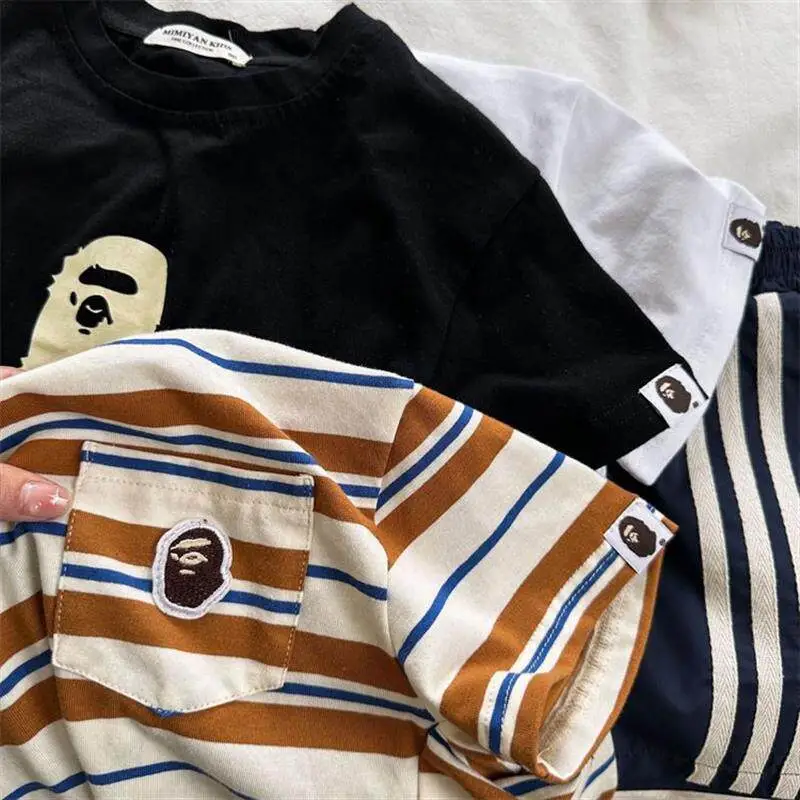 【80-130cm】やさしい色合い カジュアルで可愛い 写真映え 三色選べる 合わせやすい 半袖 Tシャツ