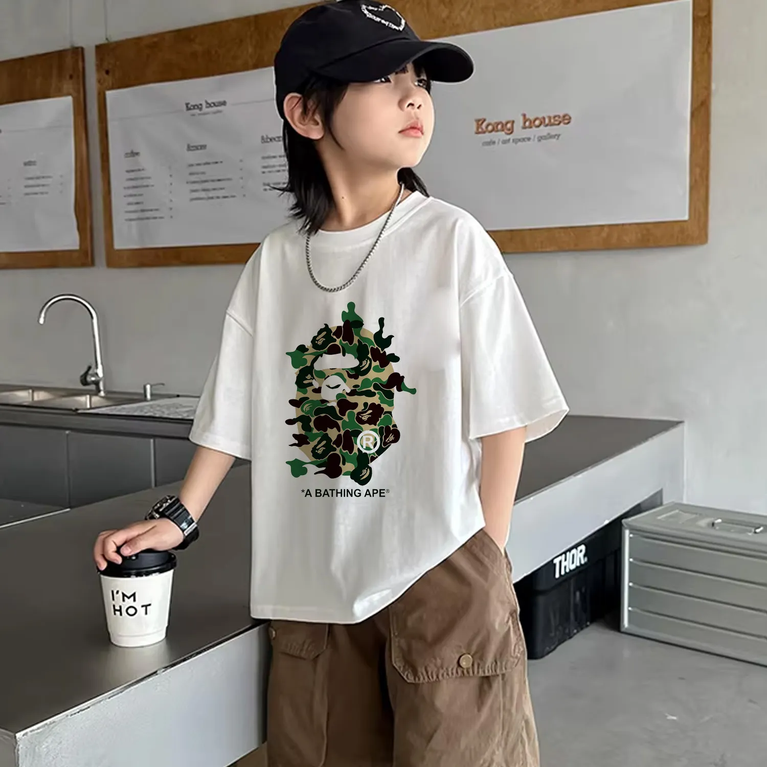 【90-160cm】存在感のある かわいさ満点 着回し力抜群 カジュアル 合わせやすい 半袖 Tシャツ