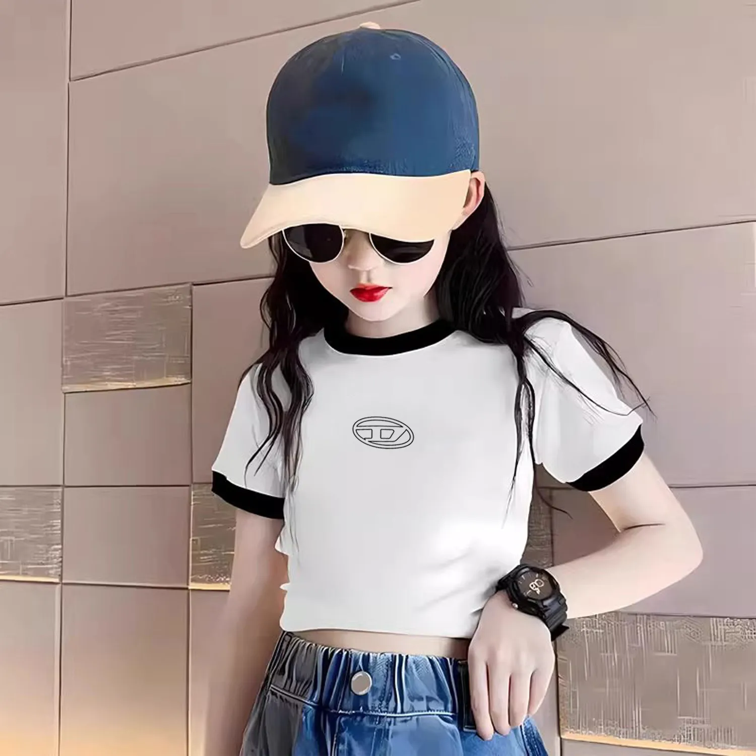 【120-170cm】おしゃれ度UP デイリー使いに最適 カジュアル 女の子 半袖 Ｔシャツ