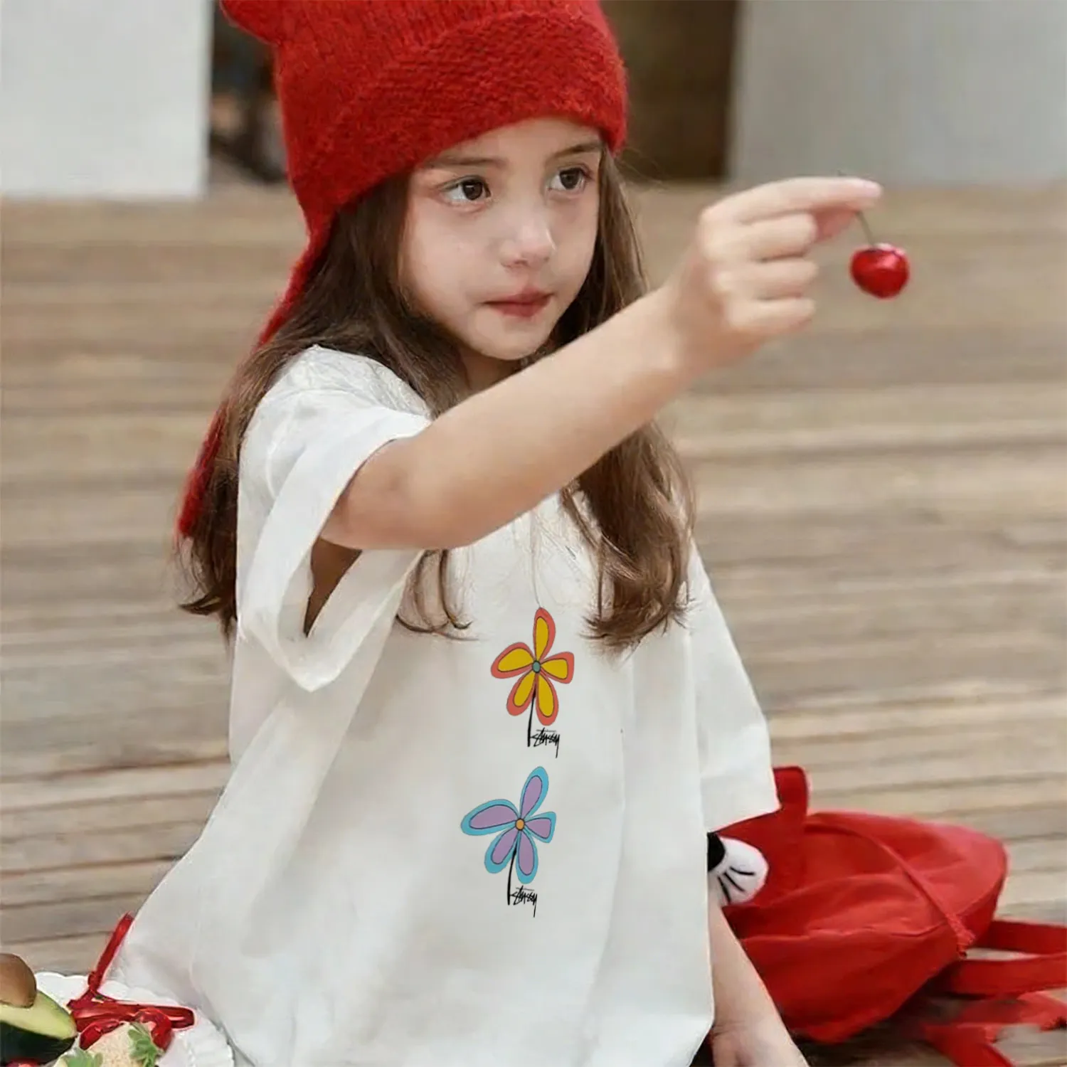 【90-160cm】毎日着たくなる SNSで話題 花柄 おしゃれ カジュアル 女の子 半袖 Tシャツ