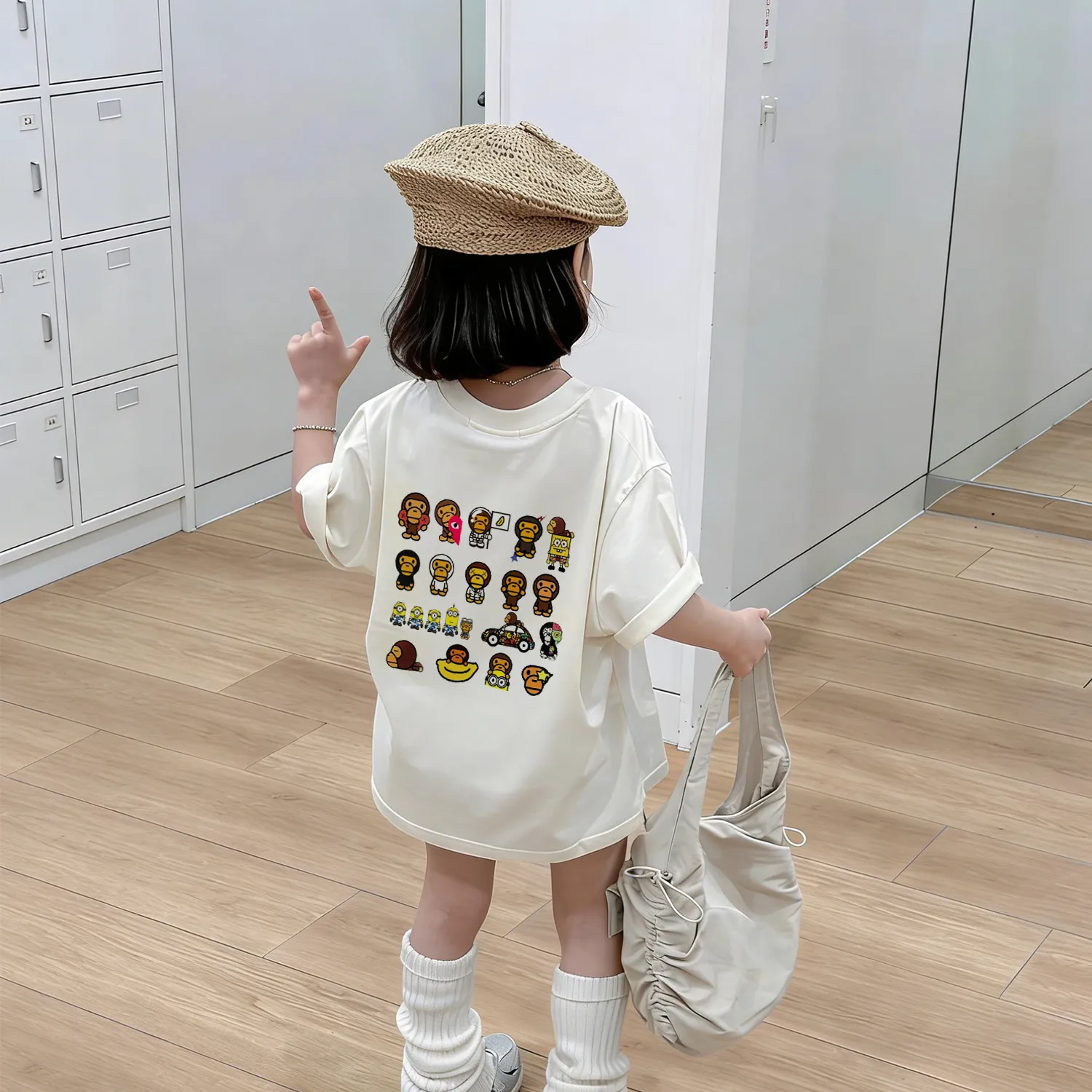 【90-160cm】明るい印象 トレンド感あり おしゃれキッズ カジュアル 合わせやすい 女の子 半袖 Tシャツ