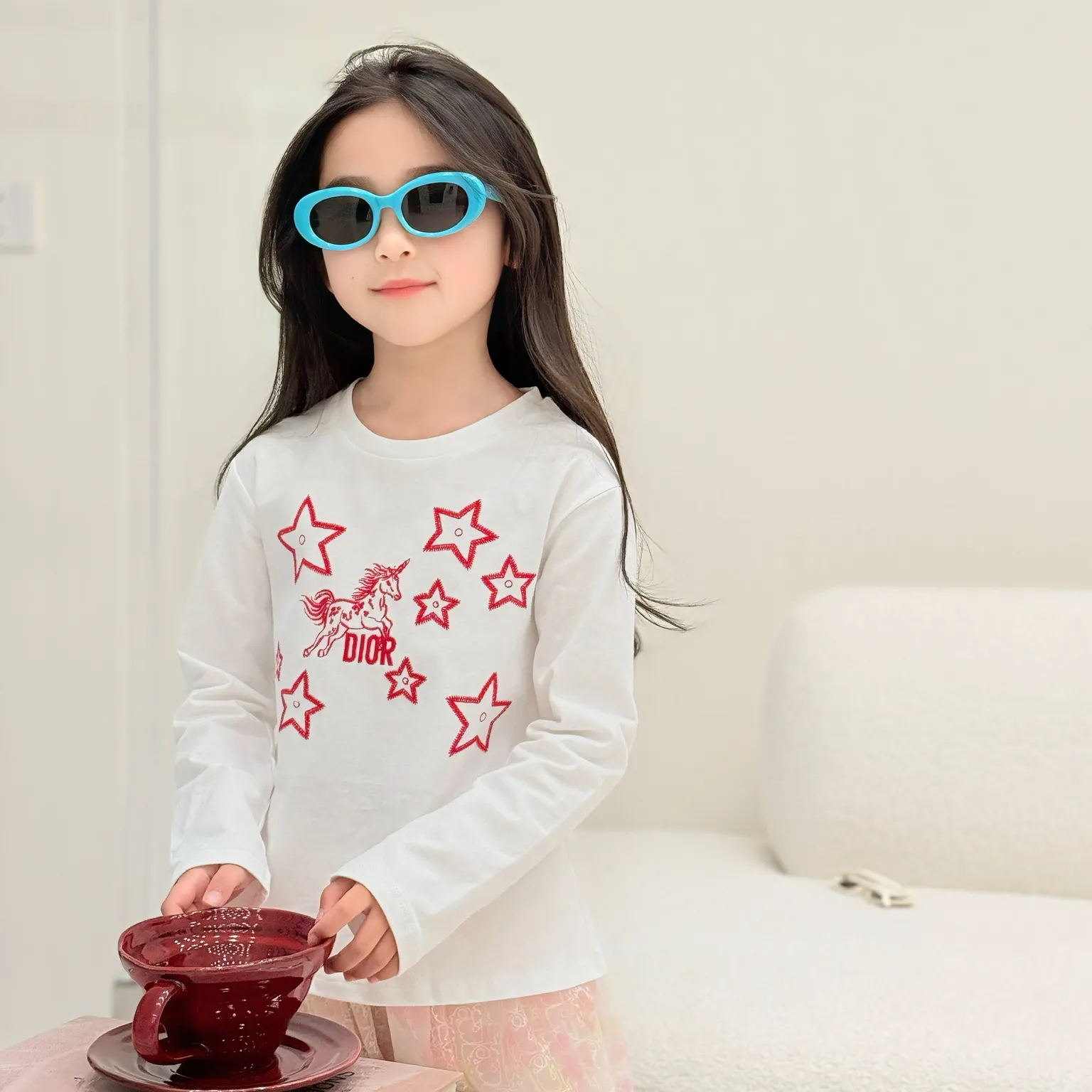 【100-165cm】可愛くて実用的 トップス映え 長く着られる カジュアル 合わせやすい 長袖 Tシャツ