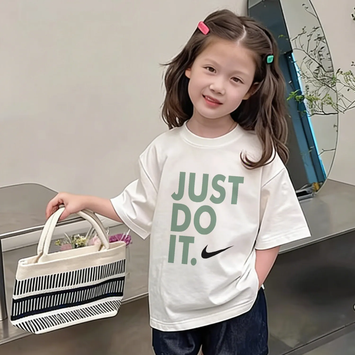 【90160cm】可愛さ満点 おしゃれ 着回し力抜群 カジュアル 合わせやすい 女の子 半袖 Tシャツ