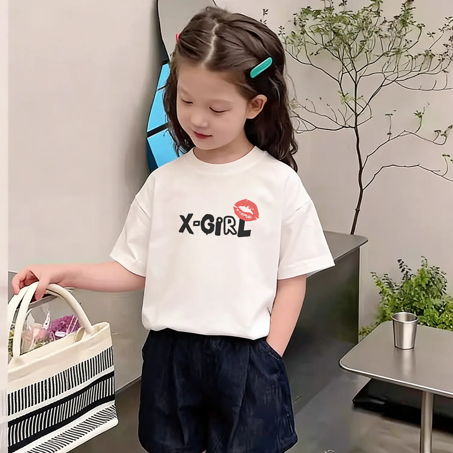 【90160cm】おしゃれ見え 見た目すっきり 童顔映え カジュアル 合わせやすい 女の子 半袖 Tシャツ