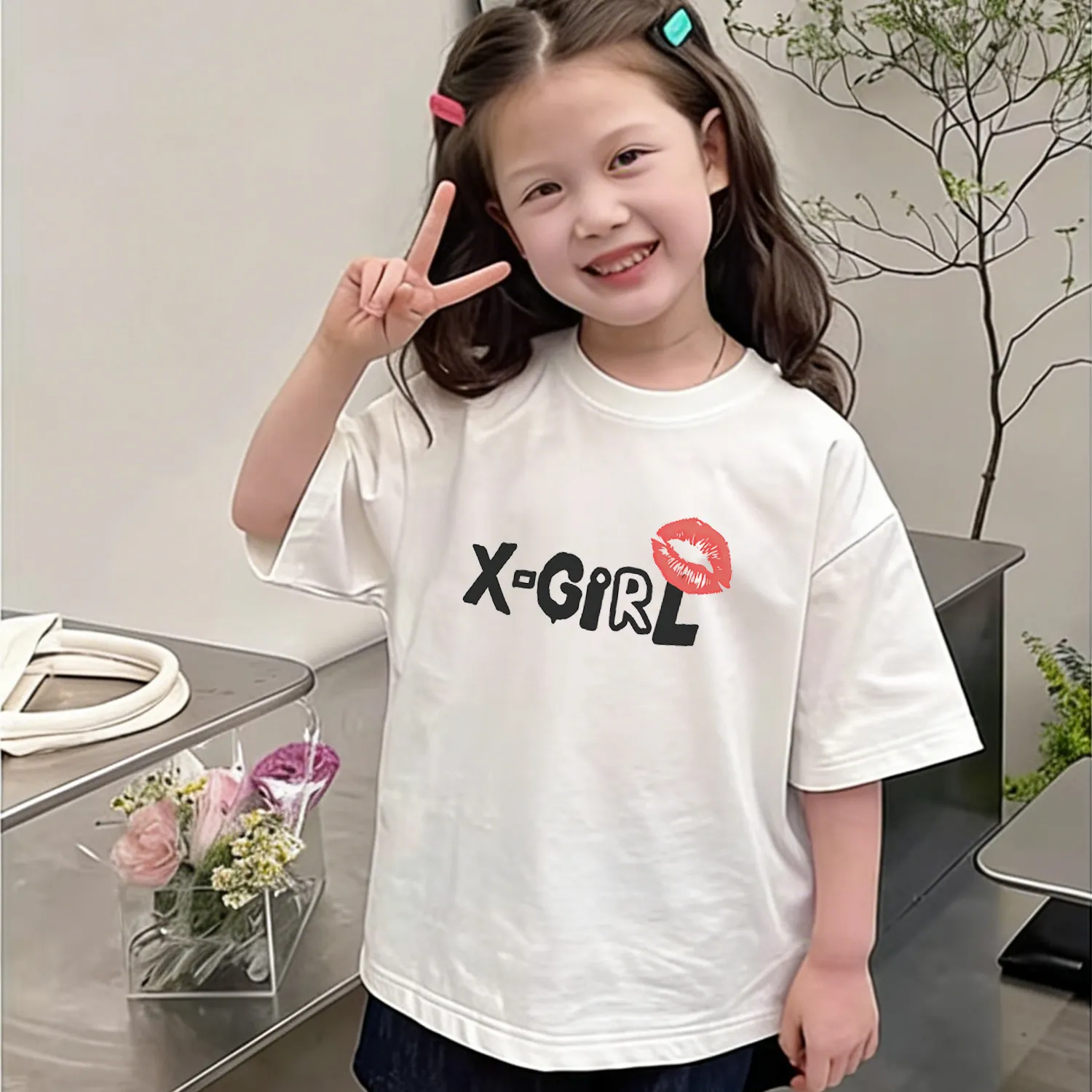 【90160cm】おしゃれ見え 見た目すっきり 童顔映え カジュアル 合わせやすい 女の子 半袖 Tシャツ