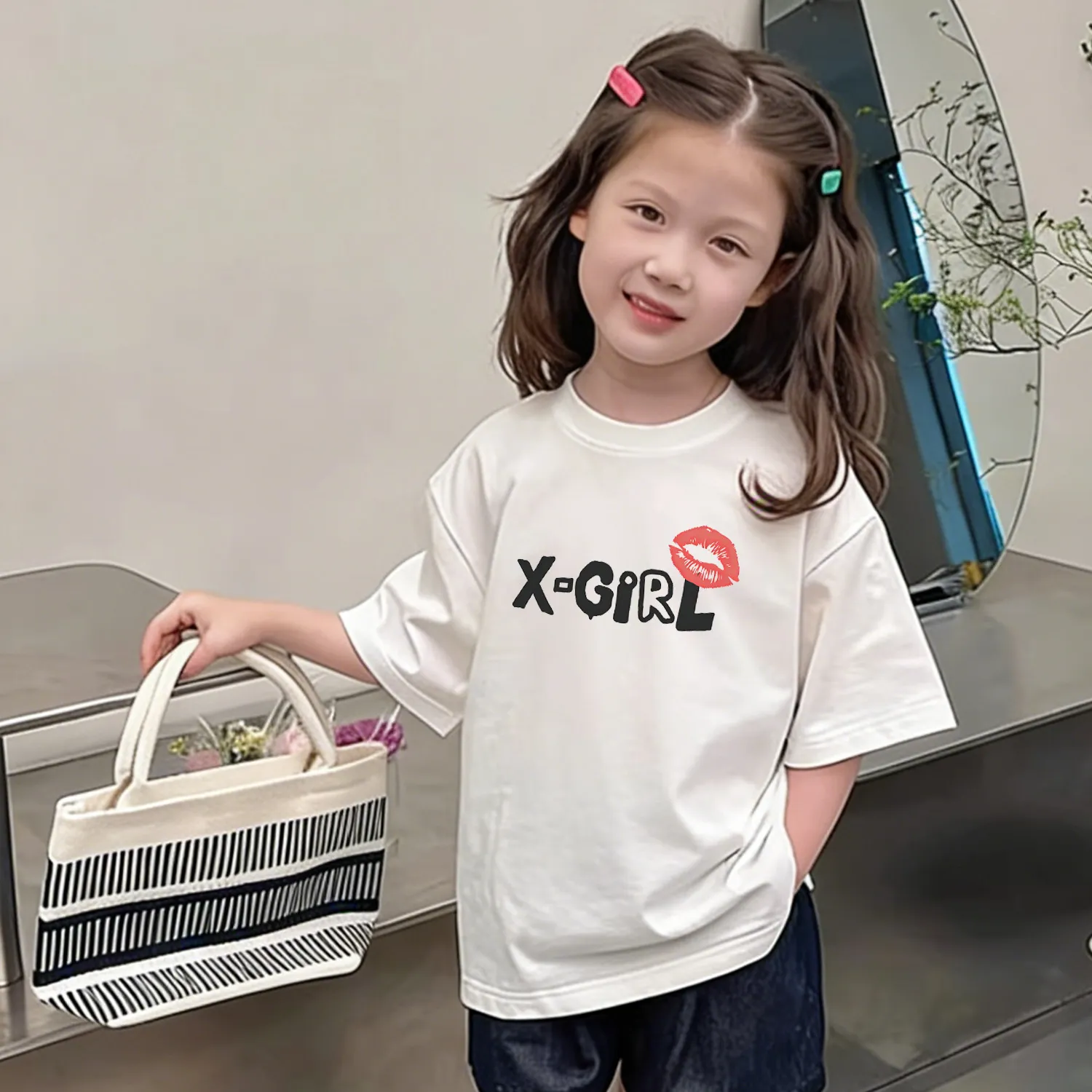 【90160cm】おしゃれ見え 見た目すっきり 童顔映え カジュアル 合わせやすい 女の子 半袖 Tシャツ