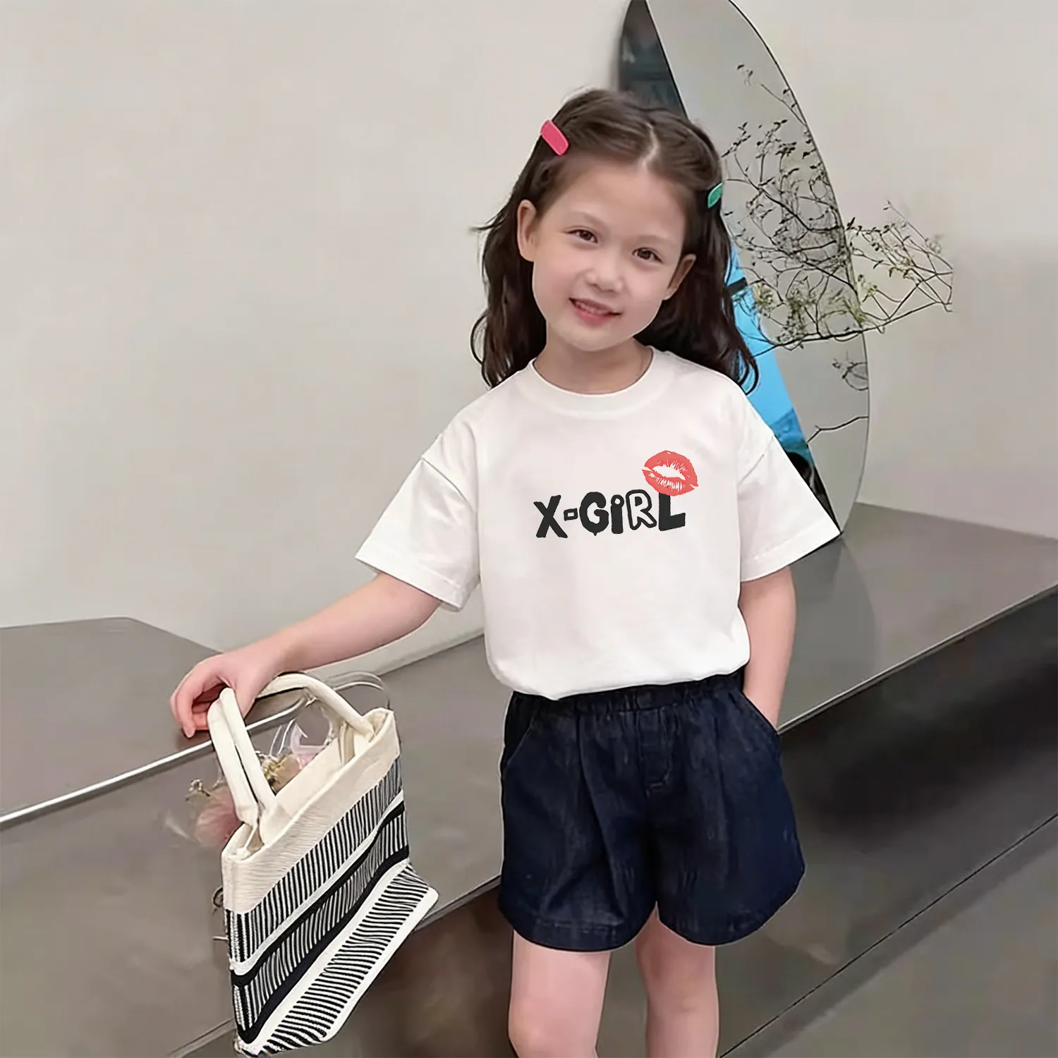 【90160cm】おしゃれ見え 見た目すっきり 童顔映え カジュアル 合わせやすい 女の子 半袖 Tシャツ