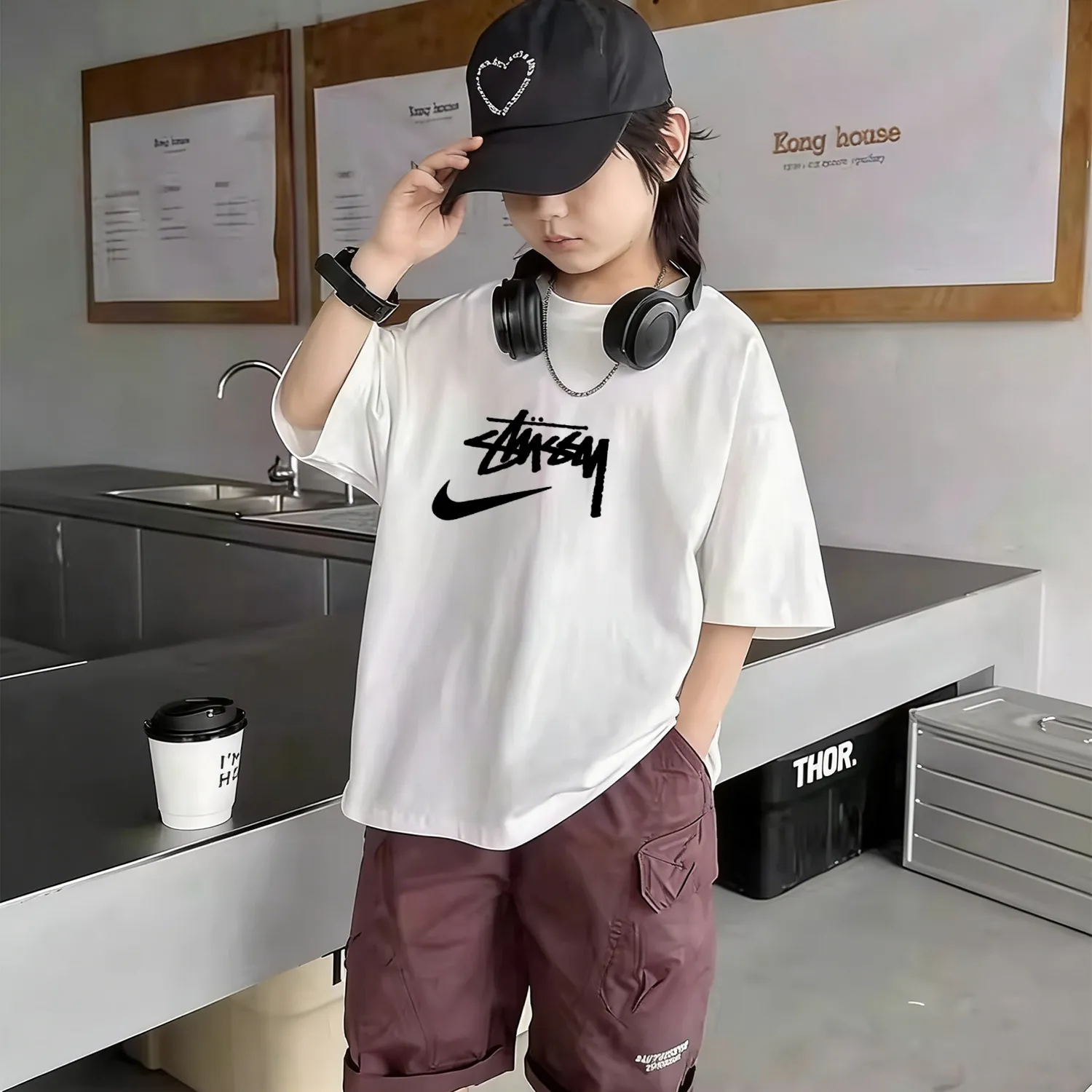 【90-160cm】存在感バツグン 売り切れ必至 トレンド ストリート 男の子 半袖 Tシャツ