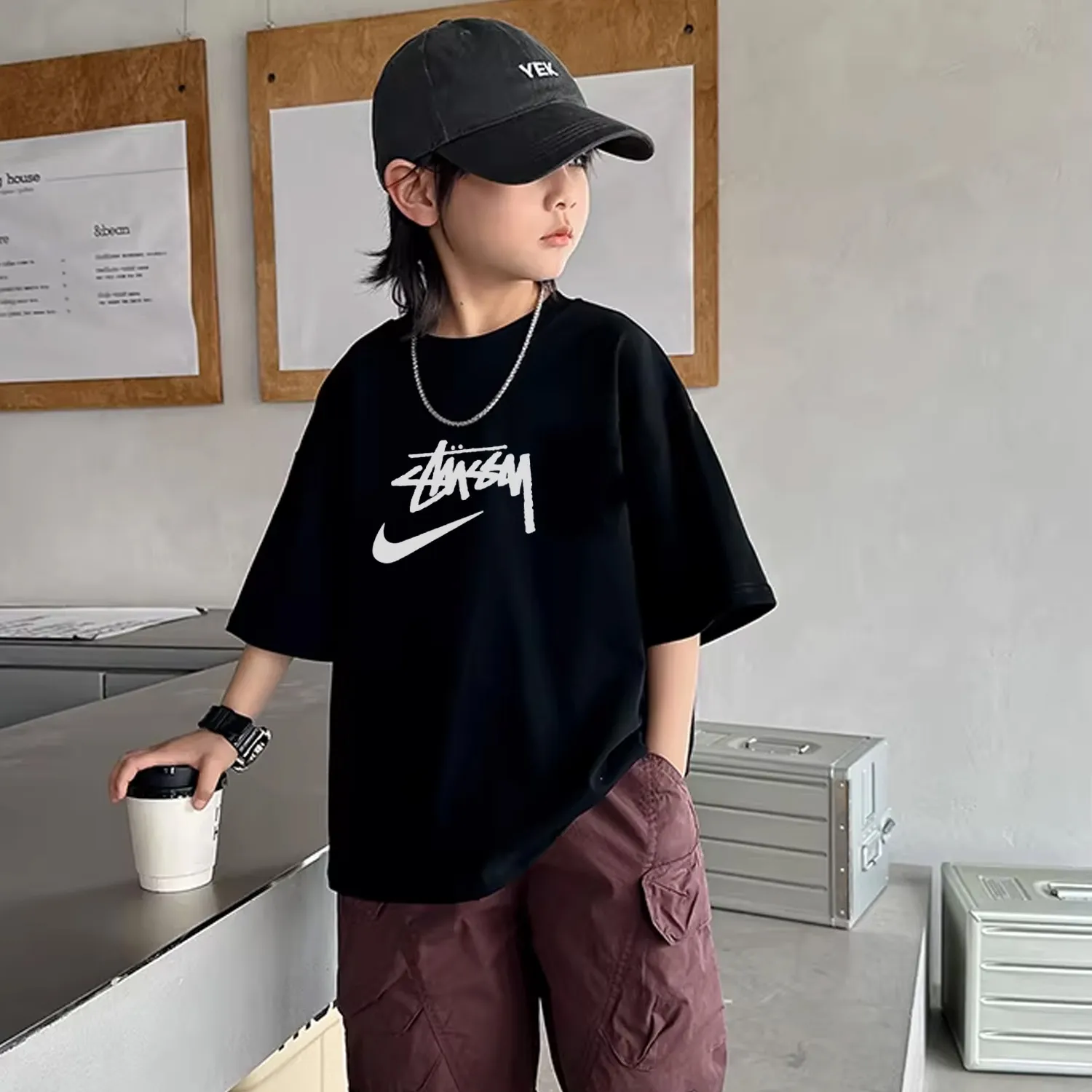 【90-160cm】存在感バツグン 売り切れ必至 トレンド ストリート 男の子 半袖 Tシャツ